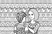 11 Mother's day coloring book page, an Illustration by Somjai King (Thumbnail 11 of 13)