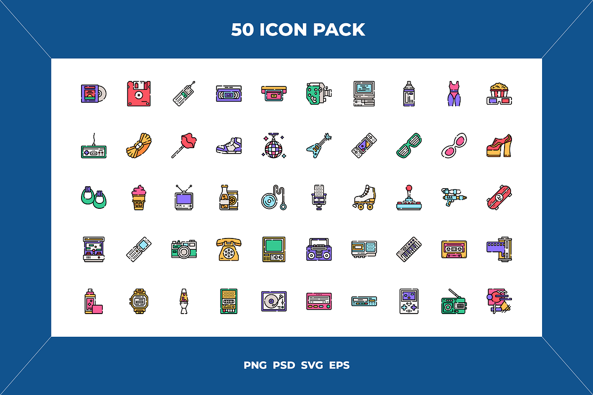 Retro wave icons, an Outline Icon by Wencory (Photo 1 of 2)