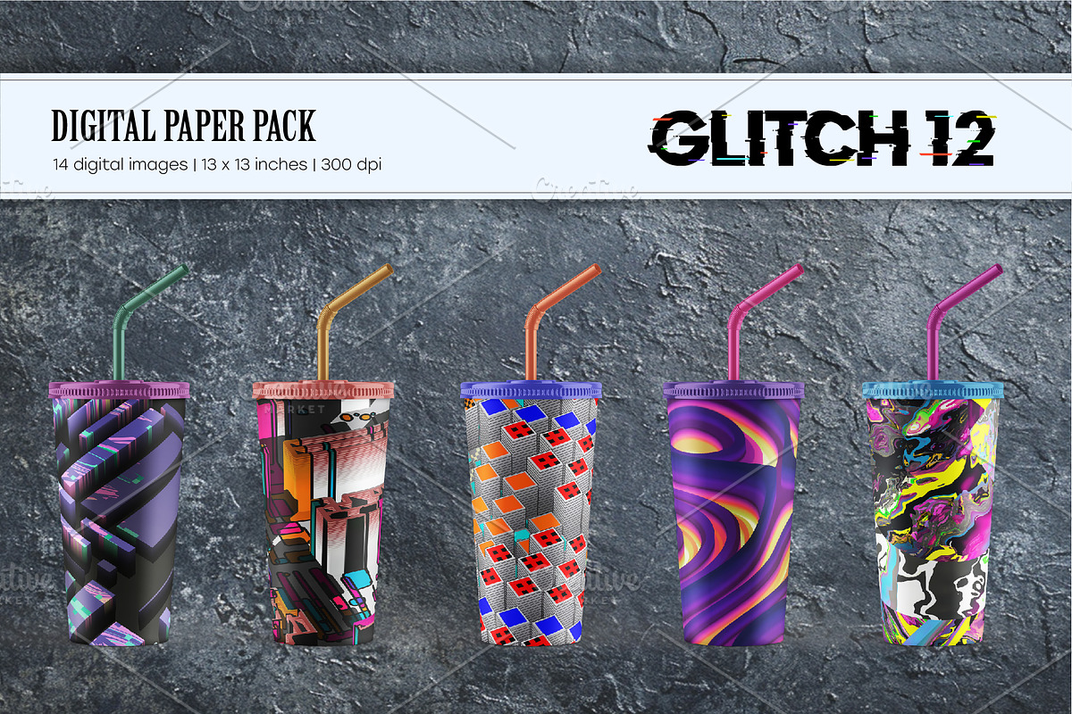 Glitch Psychedelic 12. Digital Paper, a Texture Illustration by KENO Mascots (Photo 6 of 8)