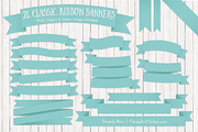 Aqua Ribbon Banner Clipart, an Illustration by Amanda Ilkov (Thumbnail 1 of 4)