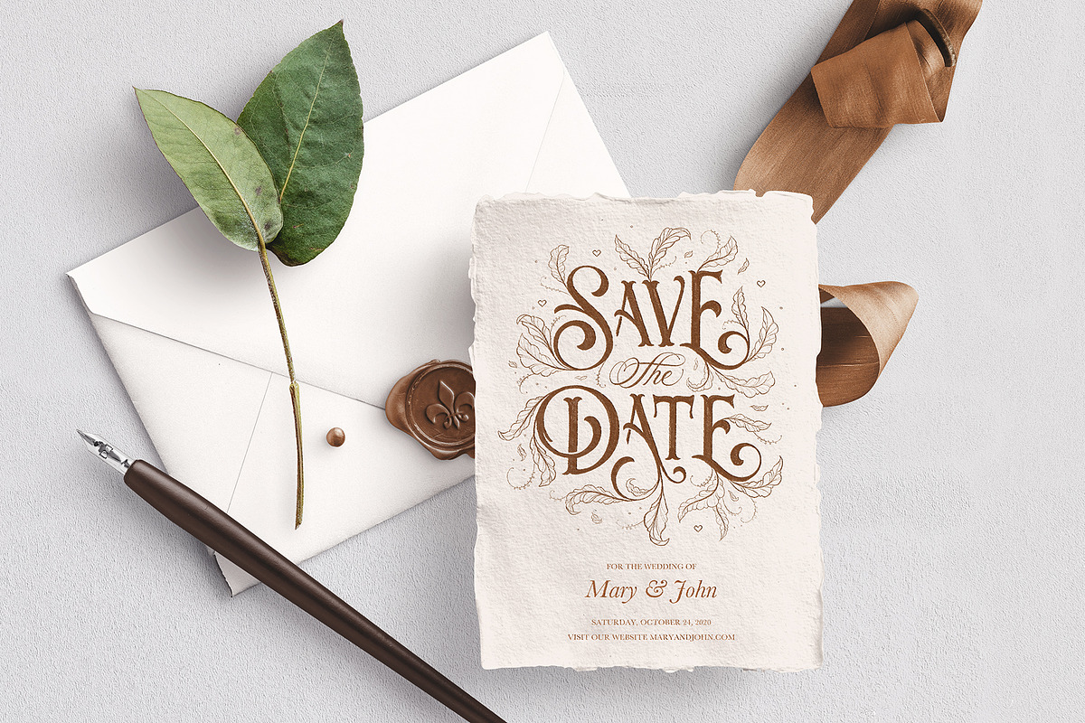 Wedding Save the Date Card Template, an Invitation Template by Aurelie Maron (Photo 1 of 7)