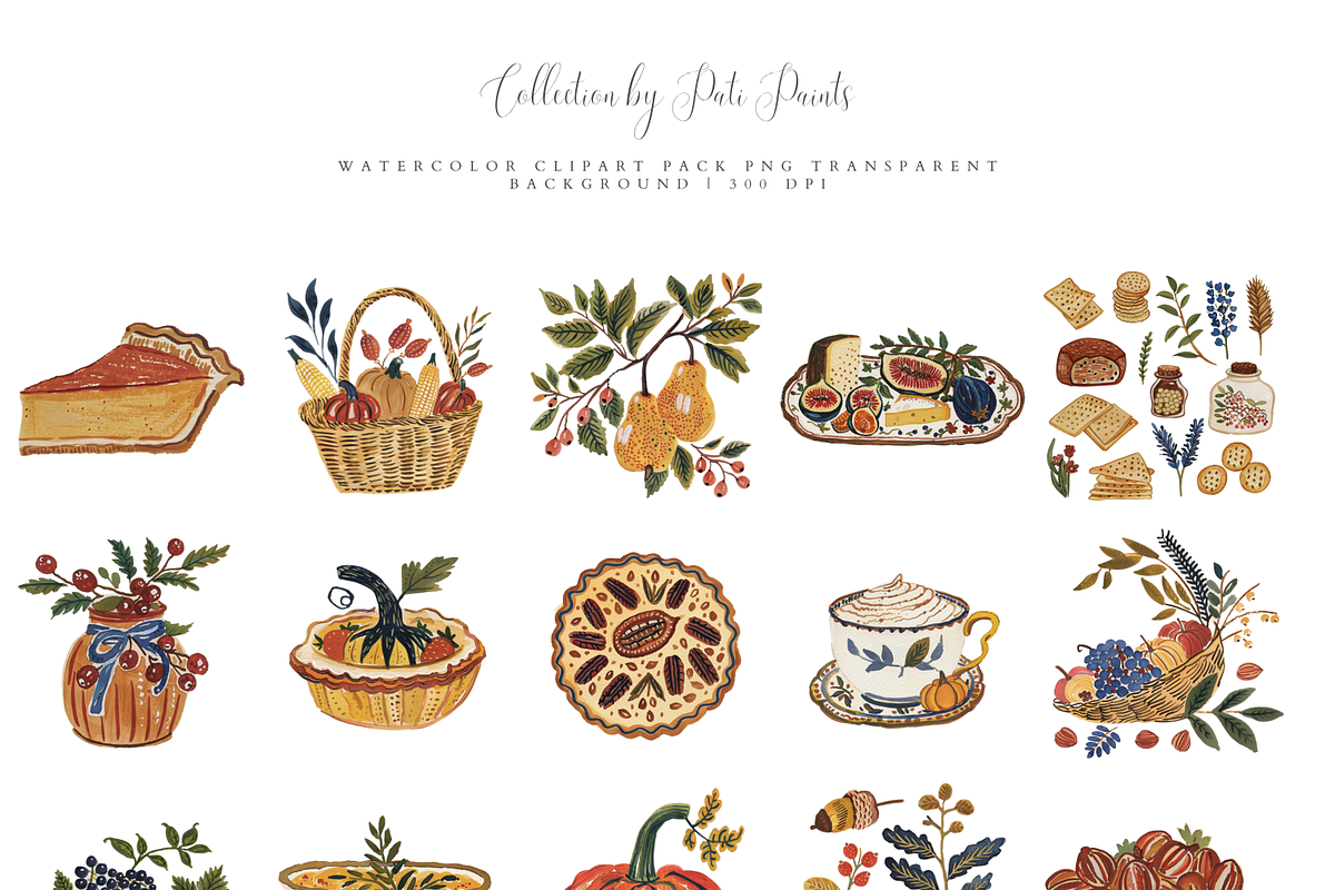 Thanksgiving Food Clipart Bundle, an Illustration by Pati Paints (Photo 4 of 13)
