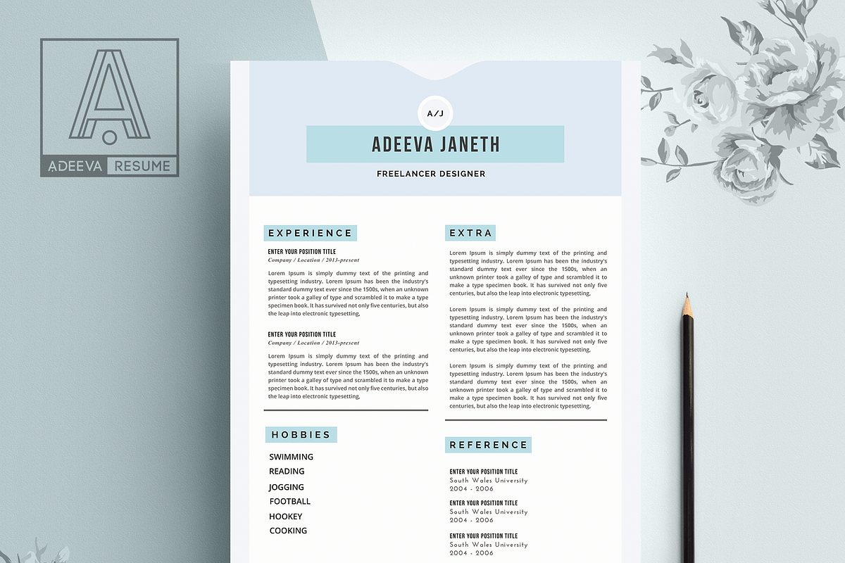 Simple Resume Template Janeth, a Resume Template by AdeevaResume (Photo 3 of 4)