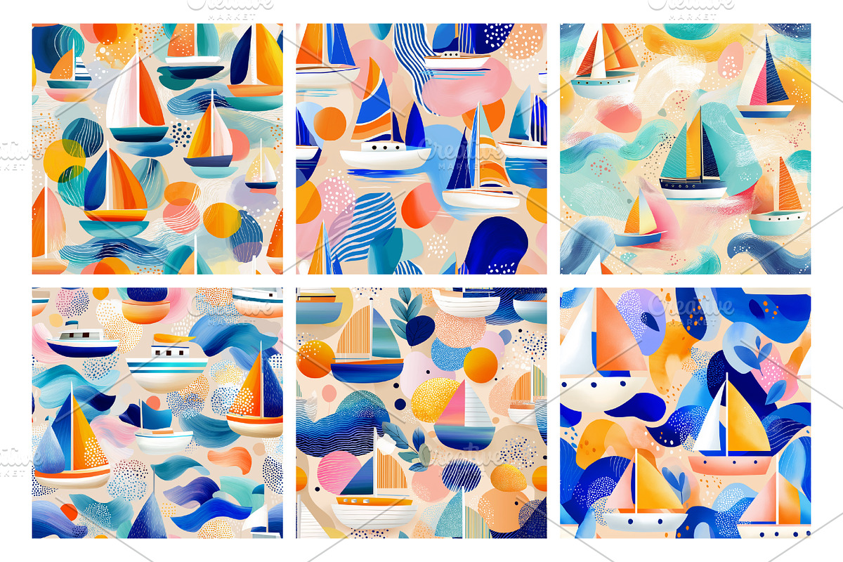 Sailing boats / Coastal patterns Set, a Pattern Graphic by LoveDesignShop (Photo 2 of 8)