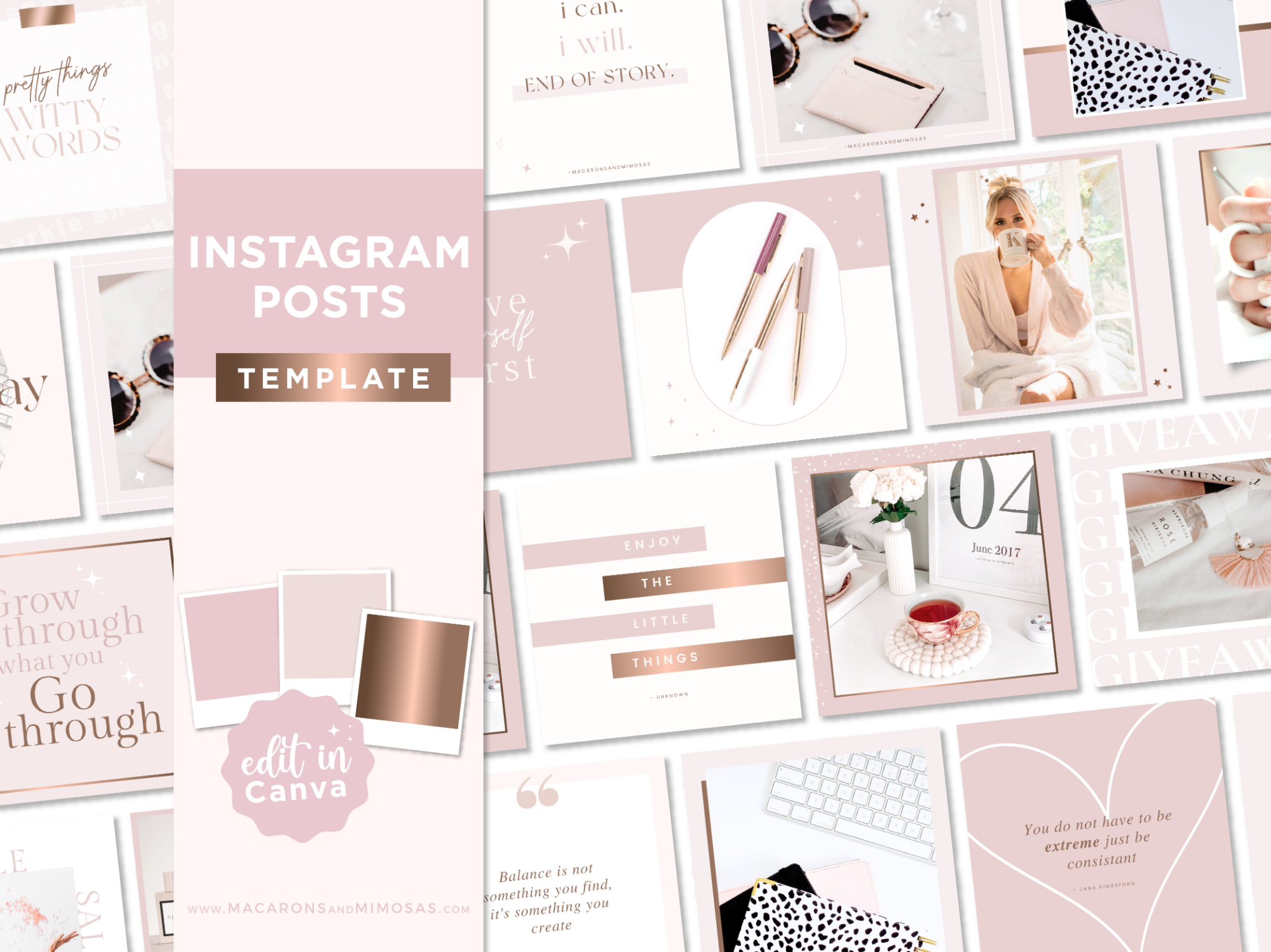 Rose Gold Instagram Templates Canva, a Social Media Template by ...
