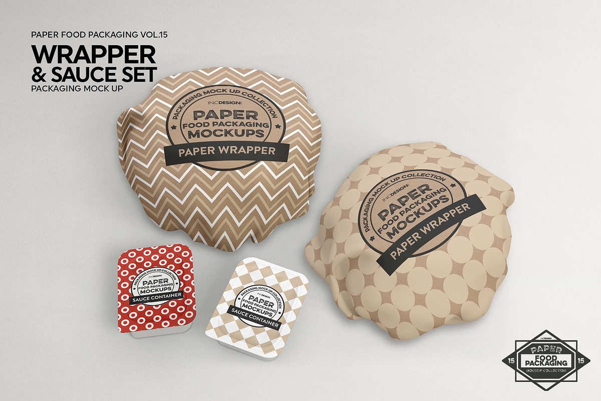 Wrapper and Sauce Set Mockup, a Packaging Mockup by INCDesign (Photo 6 of 7)