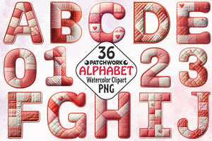 Valentine Patchwork Alphabet PNG, an Illustration by RobertsArt