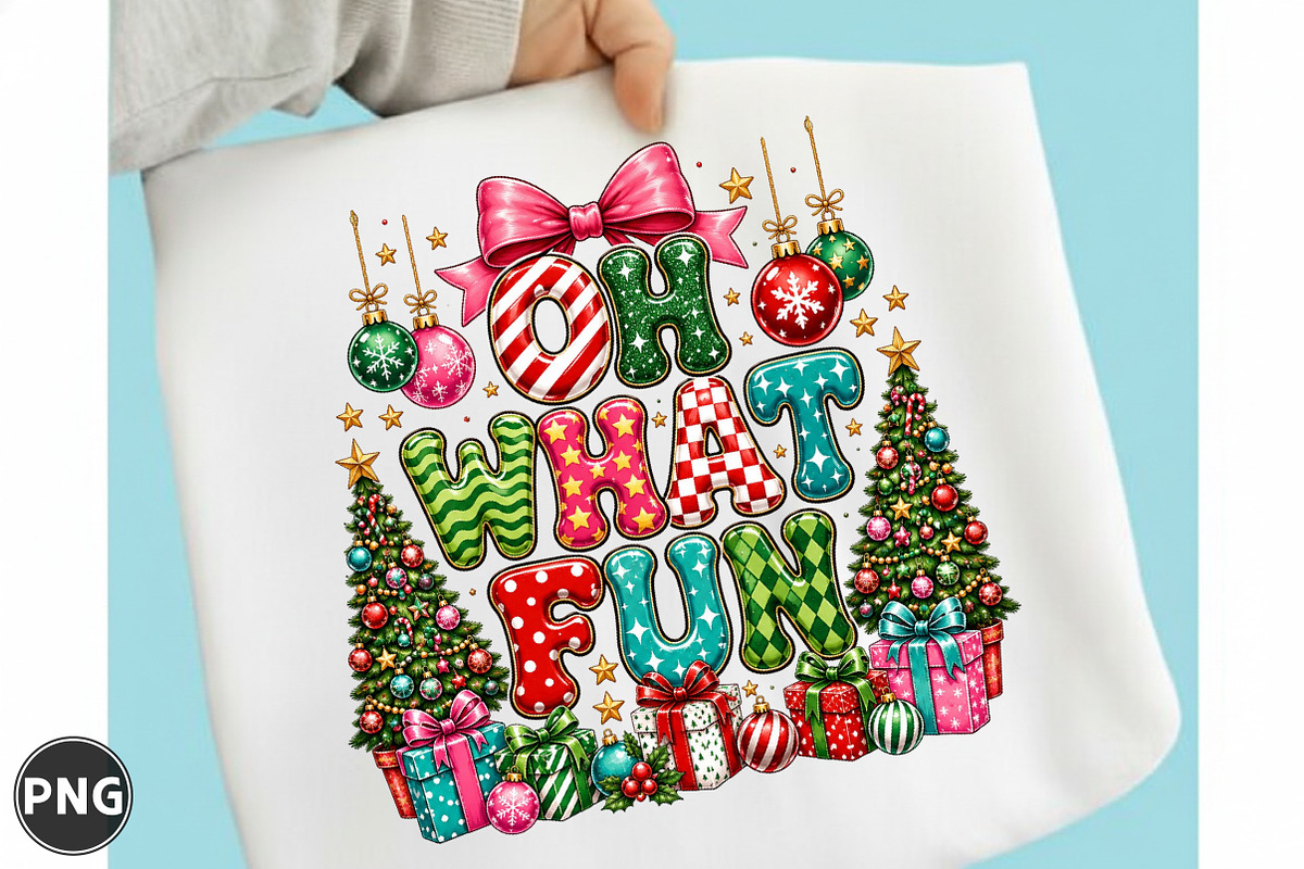 Retro Oh What Fun Christmas PNG, a Seasonal Illustration by designcity5 (Photo 1 of 4)