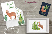 Bright Cactuses & Llamas Clipart, an Illustration by ColorfulNest (Thumbnail 3 of 4)