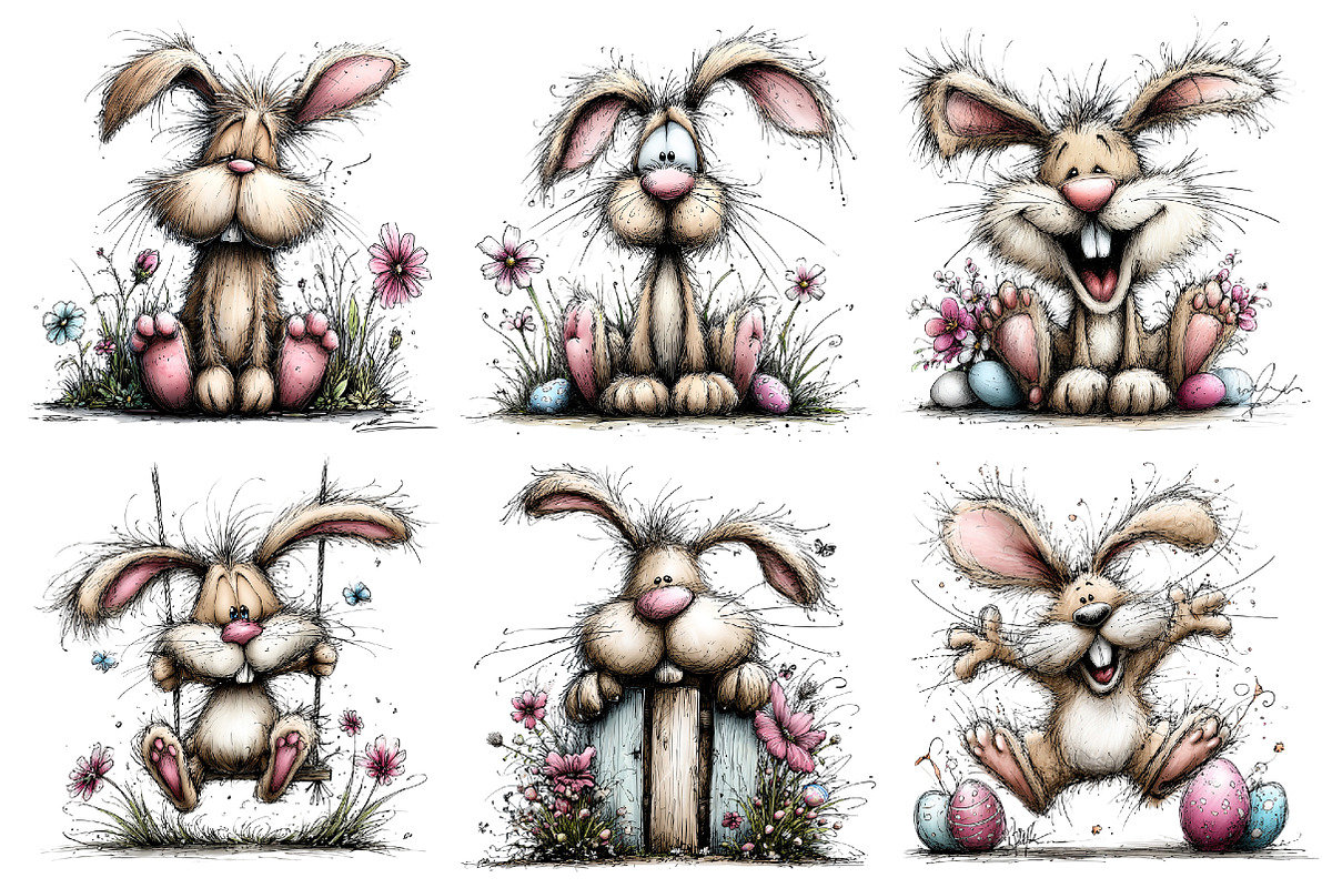 Whimsical Easter Bunny Clipart, an Illustration by Pixels.Craft (Photo 4 of 5)