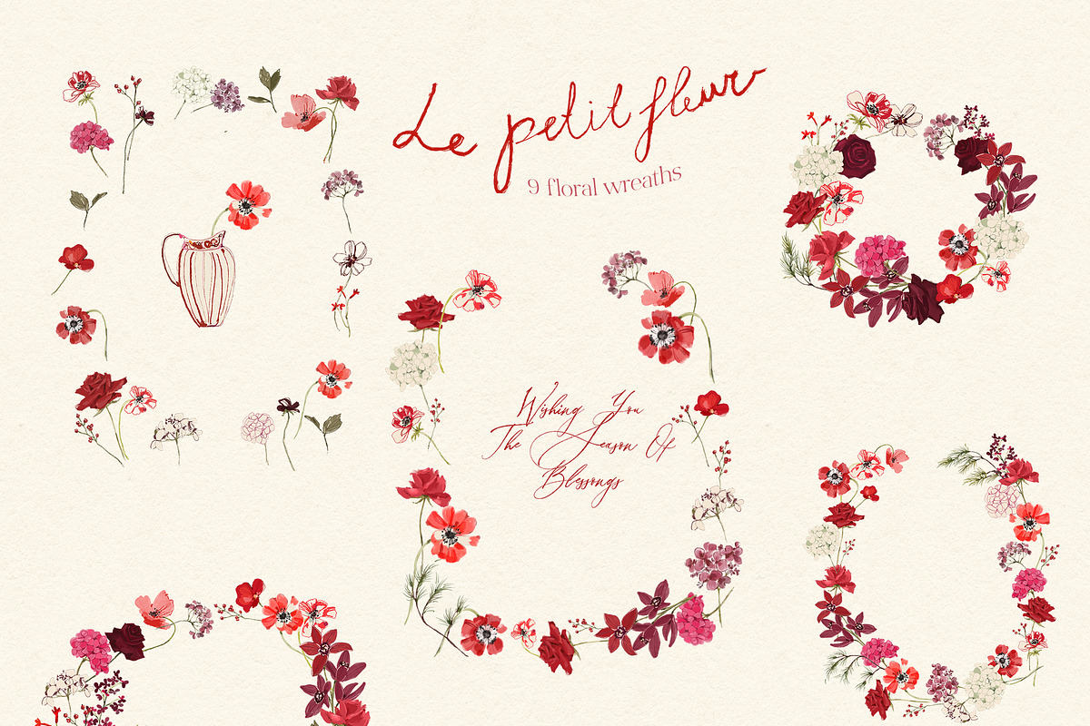 Red Burgundy Flowers PNG, a Decorative Illustration by whiteheartdesign (Photo 6 of 17)