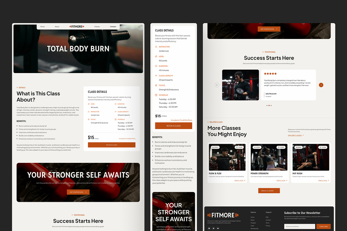 Modern Fitness & Gym Studio Website, an UI Kit Template by peterdraw (Photo 5 of 7)
