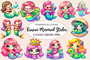 Kawaii Mermaid Clipart Bundle, an Illustration by Designworld (Thumbnail 1 of 5)
