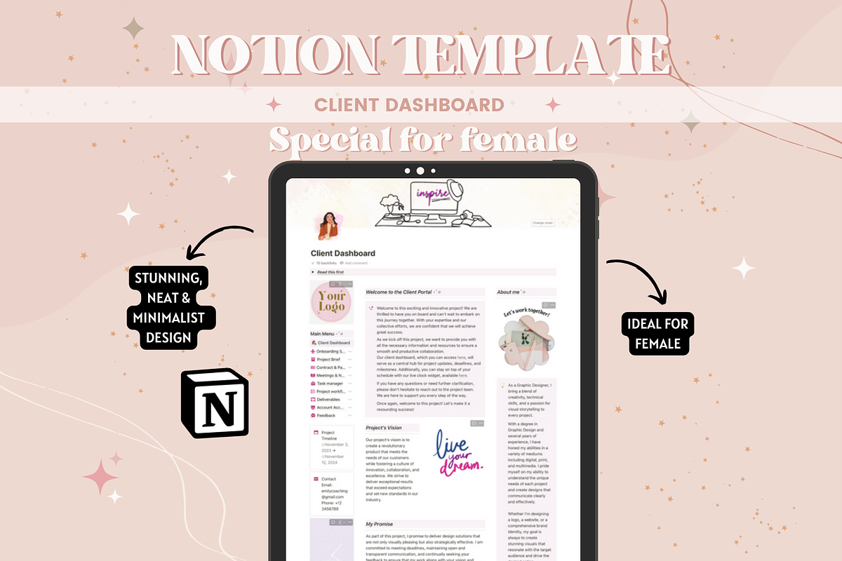 Client Dashboard Notion Template, a Templates & Theme by bellaROSEworkshop (Photo 10 of 10)