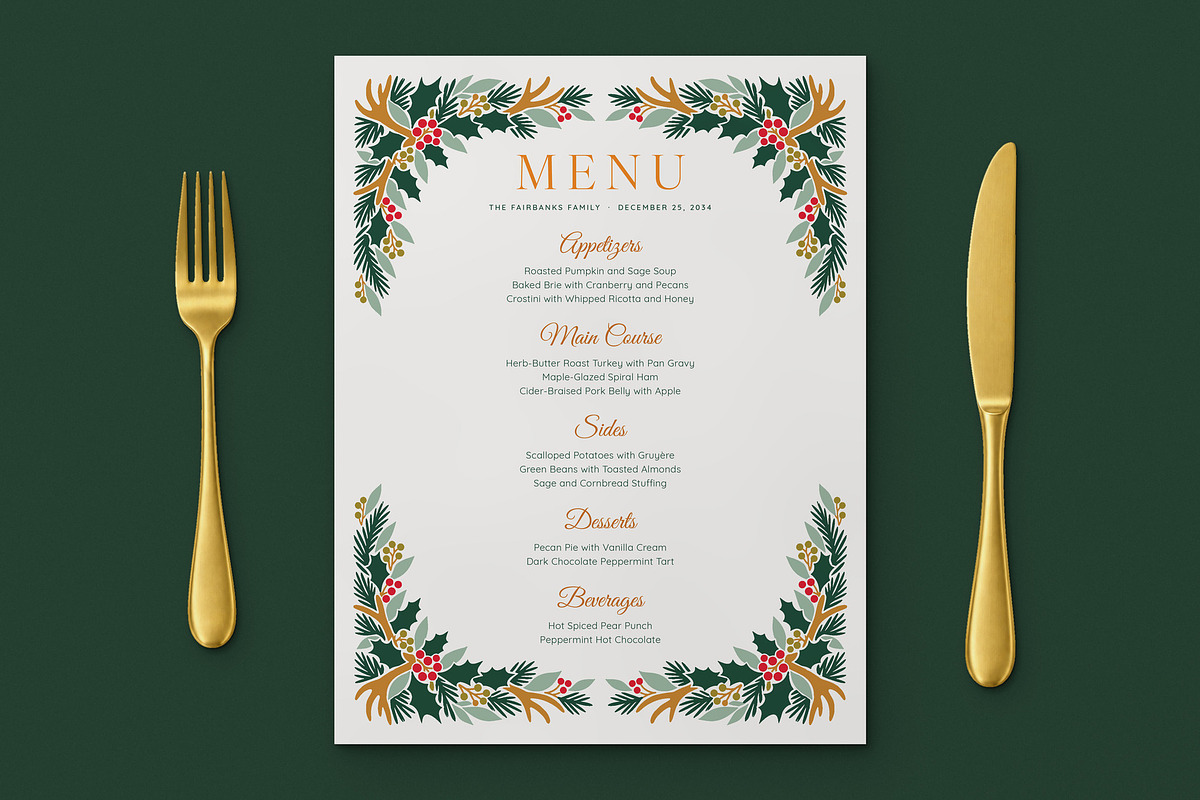 Woodland Christmas Menu Template, a Flyer Template by BrandPacks (Photo 2 of 6)