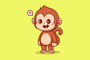 Cute Monkey Standing Cartoon, an Animal Illustration by Catalyst Labs