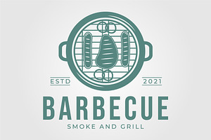 Barbecue grill with meat logo, a Graphic by Rizkaarishandy_shop