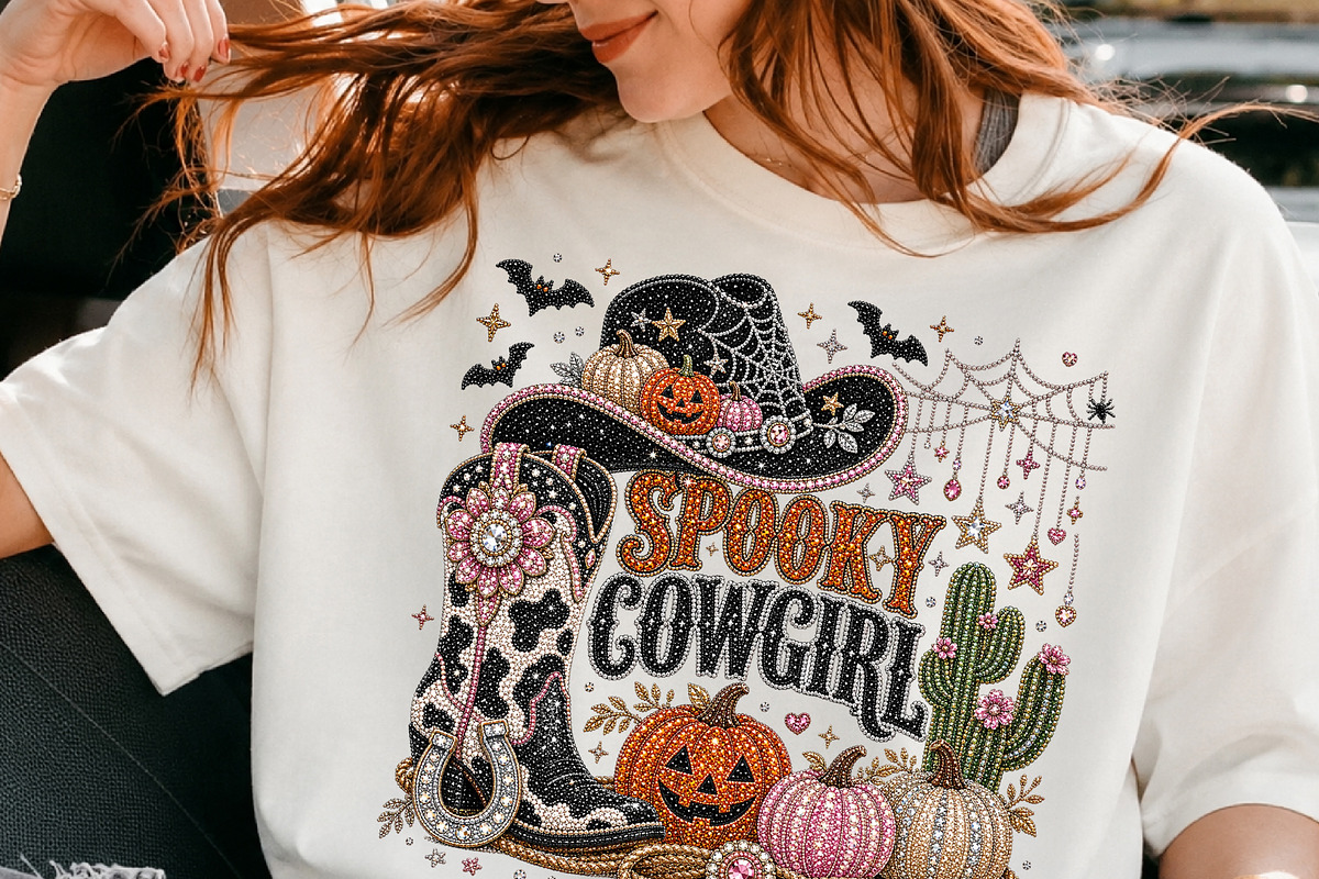 Rhinestone Western Spooky Cowgirl, a Seasonal Illustration by DreamCafeArt (Photo 3 of 6)