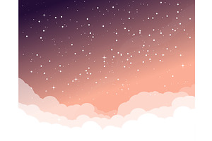 Sky With Clouds And Stars