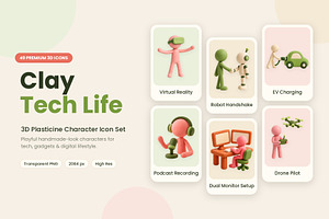 Clay Tech Life 3D Plasticine Icons, a Characters & Person 3D Model by Symbolic Language