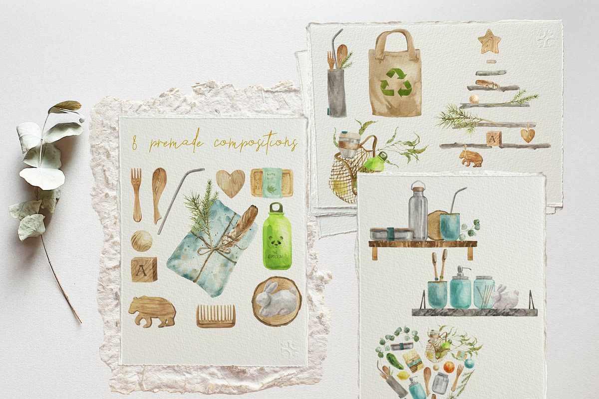 Zero Waste Watercolor Set, an Illustration by Cat In Colour (Photo 6 of 7)