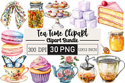 Watercolor Tea Time Clipart Bundle, an Illustration by Black Bird Studio (Thumbnail 1 of 6)