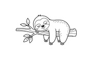Cute Sloth Line Art Bundle, an Illustration by musafir_fashion (Thumbnail 46 of 51)