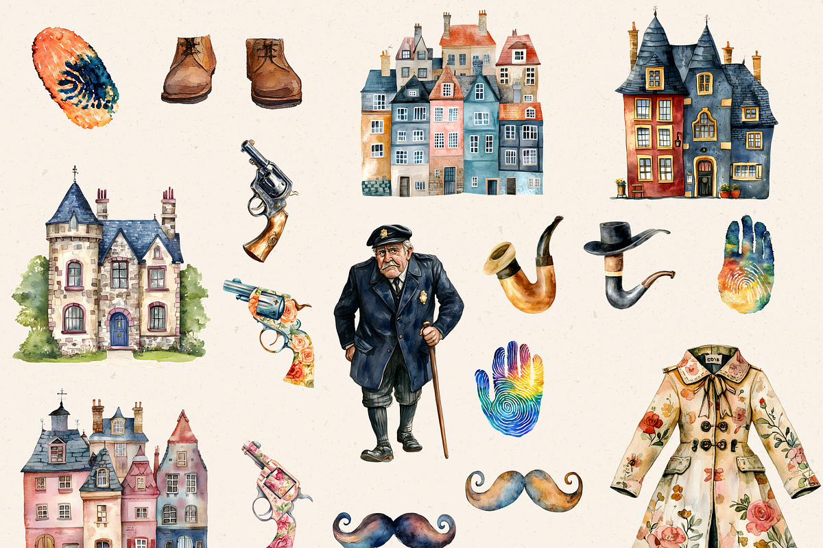 OLD LADY DETECTIVE CLIPART PACK, a Person Illustration by Daring Digies (Photo 2 of 10)