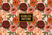 Retro Bold Peonies Seamless Pattern, a Pattern Graphic by Creative Store (Thumbnail 4 of 5)