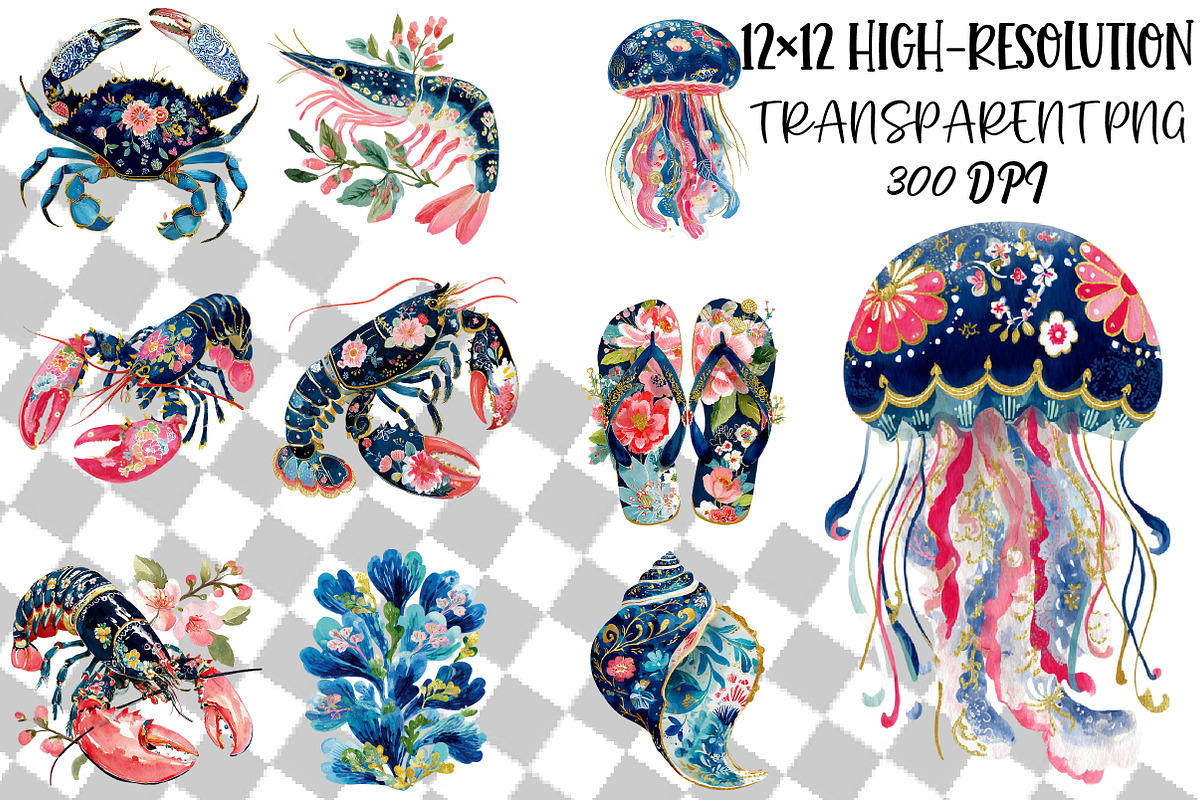 Preppy Coastal Clipart Set, an Object Illustration by DreamCafeArt (Photo 2 of 6)