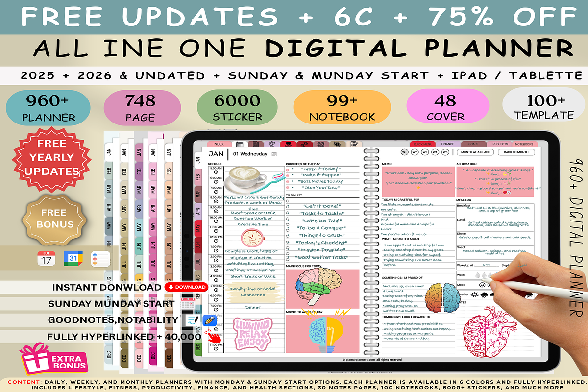 2025–2026 Hyperlinked Digital Planne, a Templates & Theme by Plamarplanners (Photo 1 of 10)