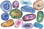 Watercolors agate gemstones clipart, an Illustration by digital_essence (Thumbnail 3 of 7)