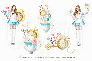 Alice in Wonderland Clipart, an Illustration by Collart Studio (Thumbnail 3 of 5)