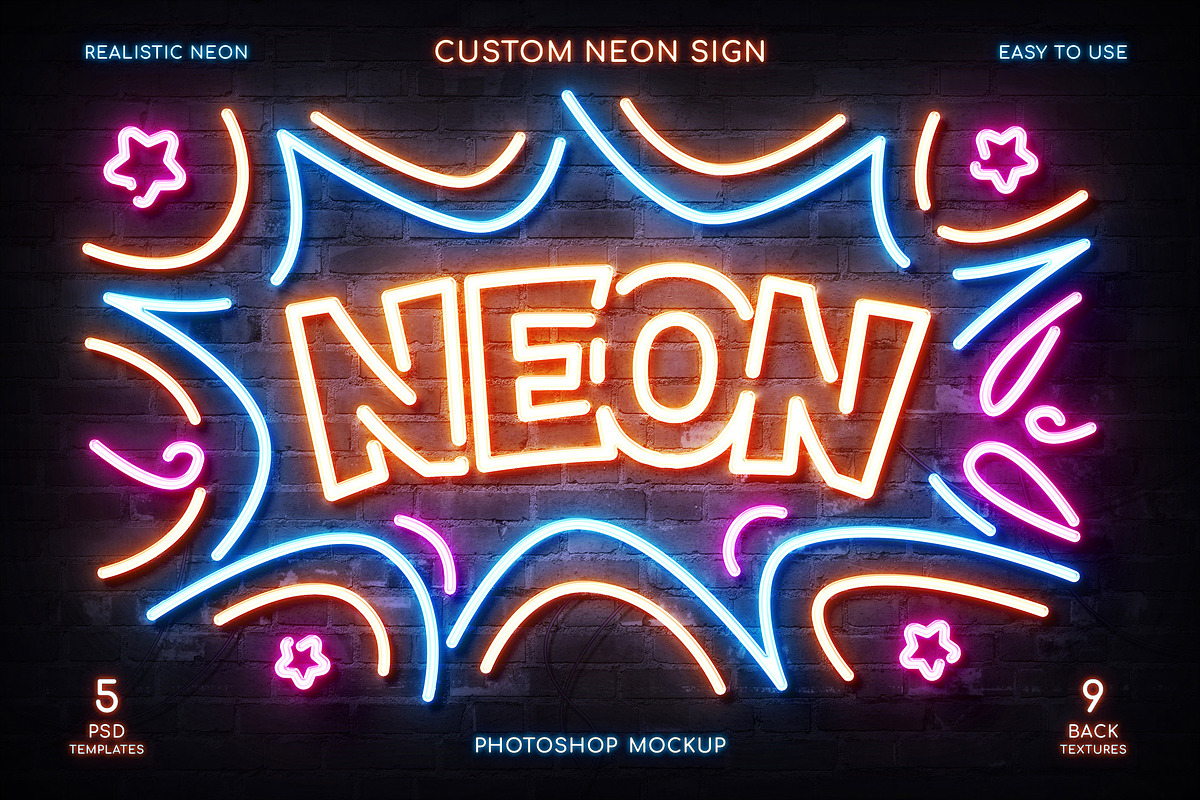 Custom Neon Sign Photoshop Mockup, a Mockup by Andrew Skoch Design (Photo 1 of 11)