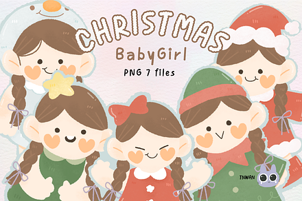 Christmas girl watercolor clipart