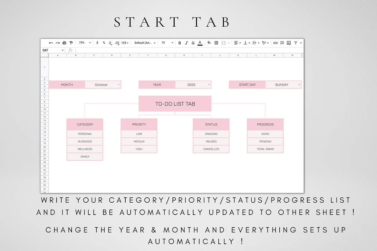 Digital To-Do List Google Sheets, a Templates & Theme by BRANDcontent (Photo 3 of 8)