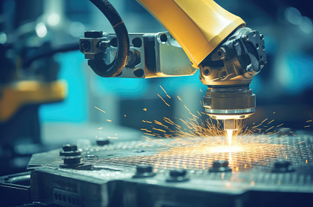 A close - up shot of a robotic arm conducting a precise task in, a Technology Photo by designvectx