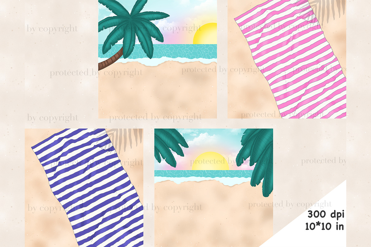 Beach Scene Creator Vacation Clipart, a Seasonal Illustration by GlamArtZhanna (Photo 2 of 3)