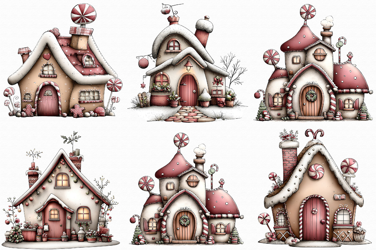 Whimsical Christmas House Clipart, an Illustration by Libby Wishes (Photo 7 of 7)
