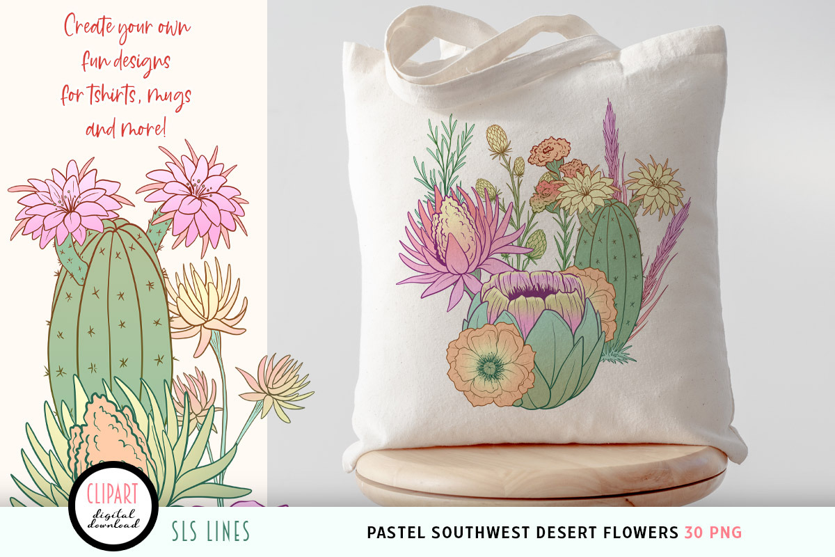 Southwestern Desert Flowers Clipart, a Decorative Illustration by SLS Lines (Photo 2 of 4)