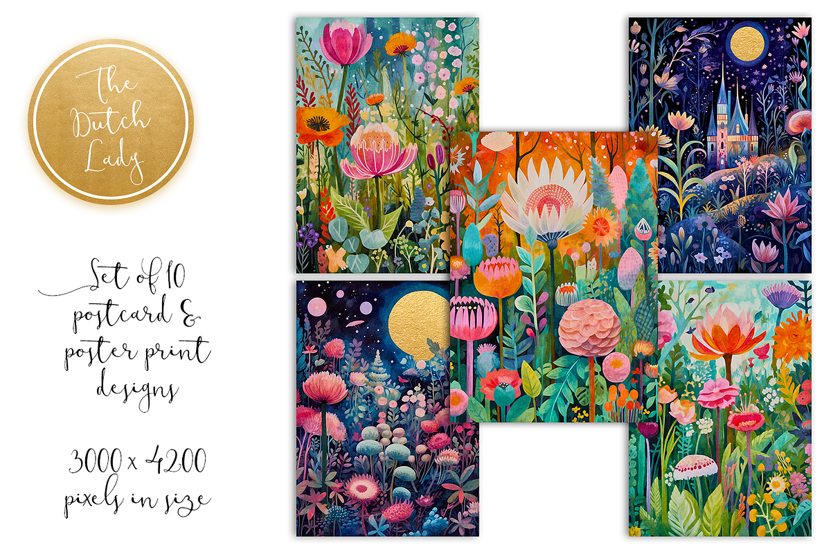 Whimsical Gardens Postcards & Prints, an Illustration by The Dutch Lady Designs (Photo 3 of 4)