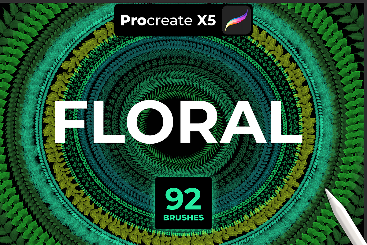 92 FLORAL brushes for PROCREATE X5, a Brush Add-On by Graphics Resources (Photo 4 of 15)