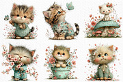 Whimsical Spring Cat Clipart Png, an Illustration by Craft Nest (Thumbnail 4 of 12)