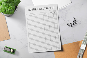 Monthly Bill Tracker Printable