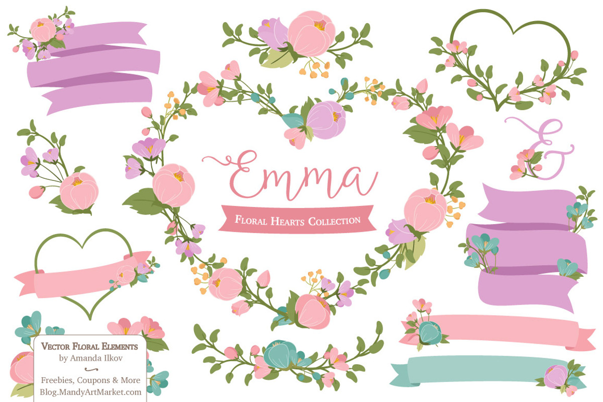 Garden Party Flower Heart Clipart, an Illustration by Amanda Ilkov (Photo 1 of 5)