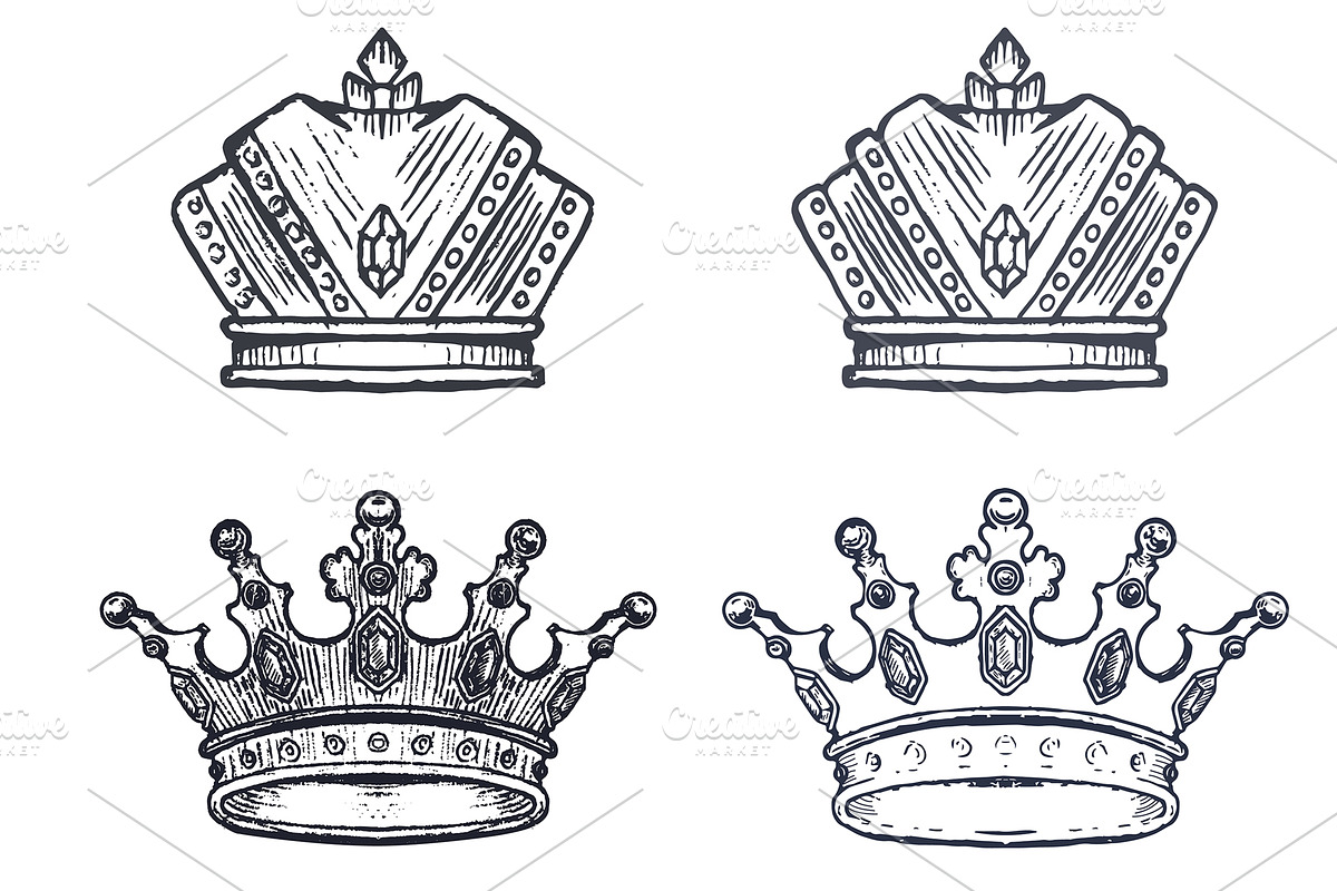 Set of Hand Drawn Crowns, a Decorative Illustration by idimair (Photo 2 of 2)