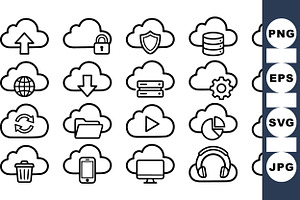 Cloud Computing Icon Set, an Illustration by designvectx