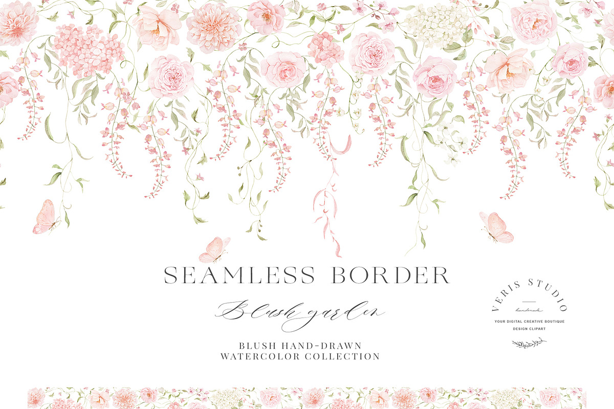 Blush Pink Watercolor Floral Bows, a Decorative Illustration by Veris Studio (Photo 7 of 15)