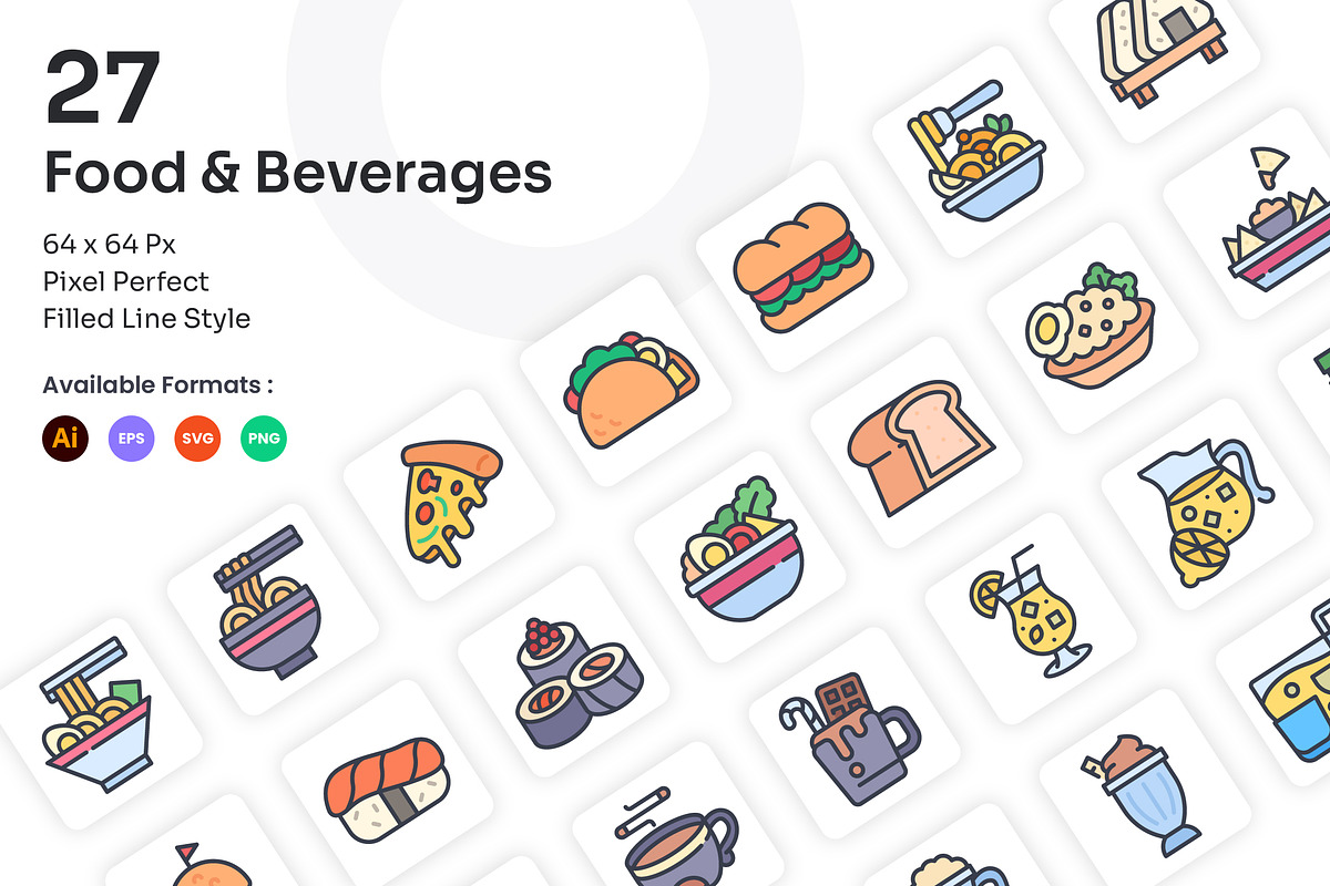Food & Beverages Icons - Filled Line, an Icon by Kmg Design (Photo 1 of 2)