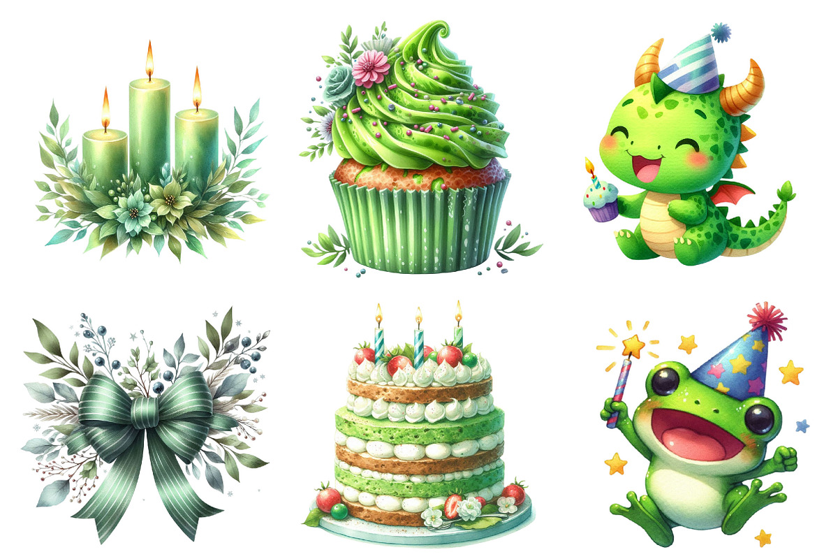 Kids Lime Green Birthday Clipart, a Graphic by CitraGraphics (Photo 2 of 4)